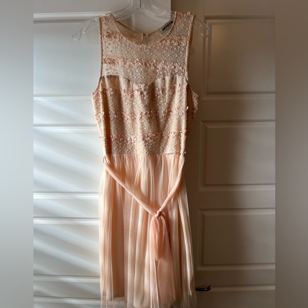 Champagne pink lack chiffon dress